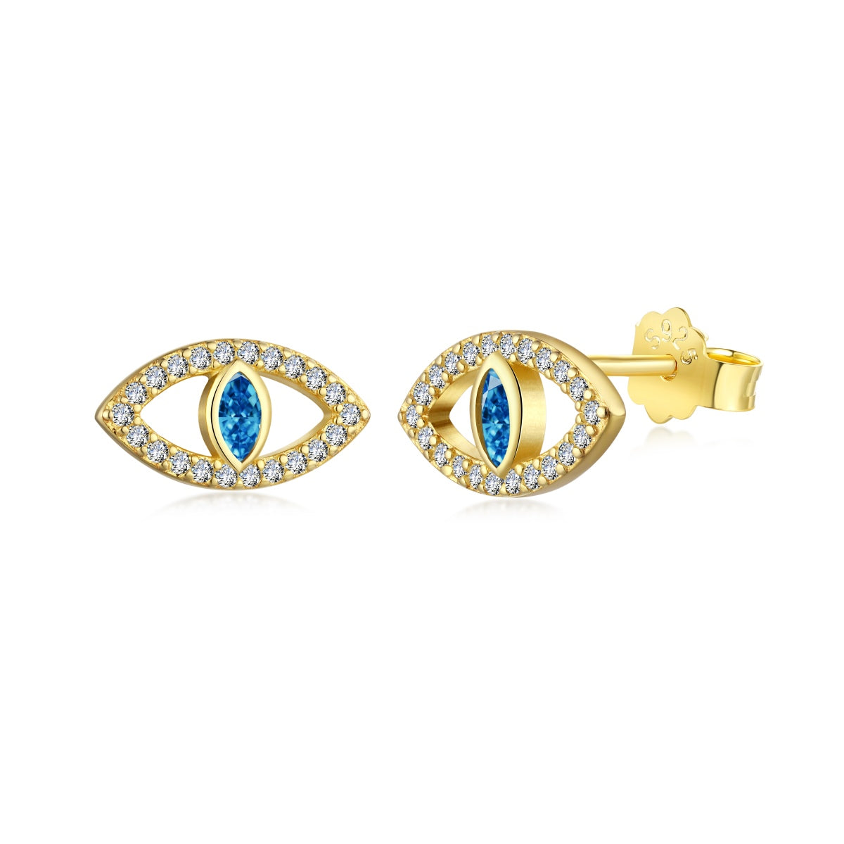 [Glimmer Jewelry]Blue Devil Eyes Hollow Stud Earrings