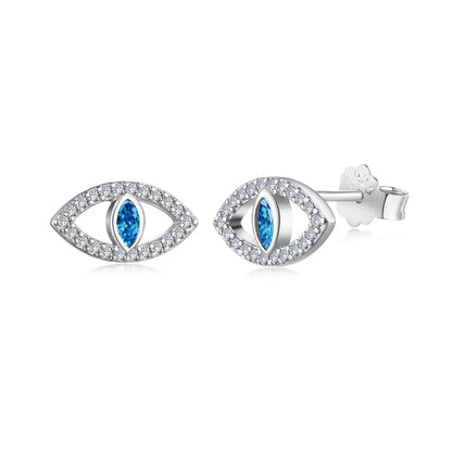 [Glimmer Jewelry]Blue Devil Eyes Hollow Stud Earrings