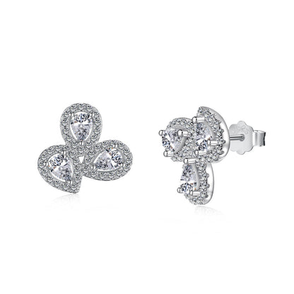 [Glimmer Jewelry]Ornate Flower Shape Pear Cut Lover Earrings