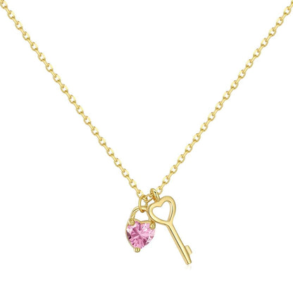 [Glimmer Jewelry]Unique Heart Shape Key Pendent Necklace