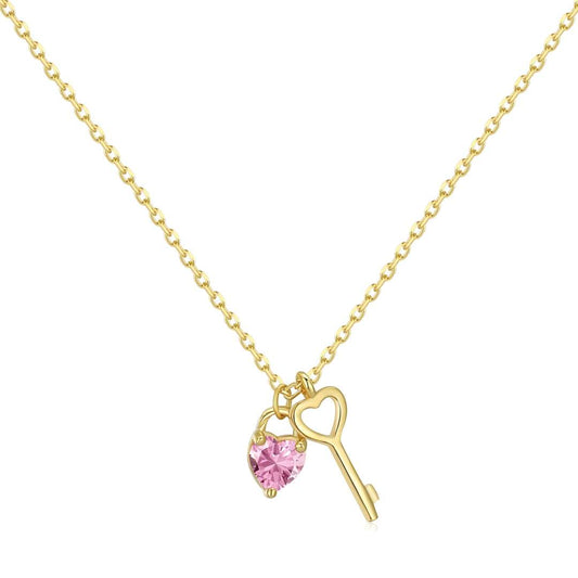 [Glimmer Jewelry]Unique Heart Shape Key Pendent Necklace