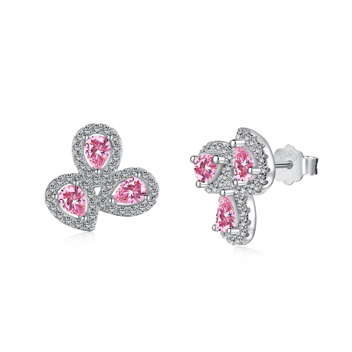 [Glimmer Jewelry]Ornate Flower Shape Pear Cut Lover Earrings