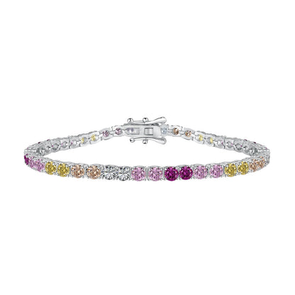 [Glimmer Jewelry]Radiant Colorful Round Cut Tennis Bracelet