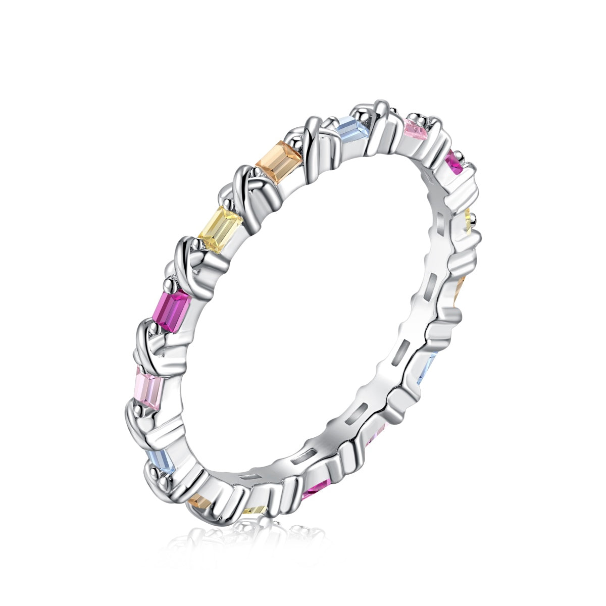 [Glimmer Jewelry]チャーミングなカラフルラウンドカットデイリーリング