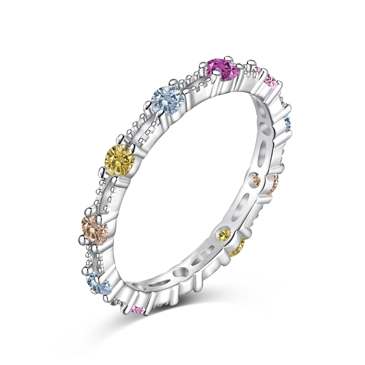 [Glimmer Jewelry]輝くカラフルなラウンドカットテニスリング