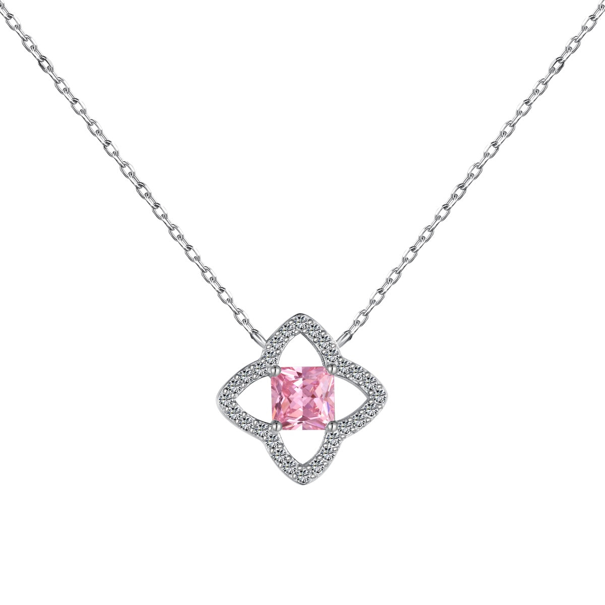 [Glimmer Jewelry]Exquisite Flower Shape Princess Cut Necklace