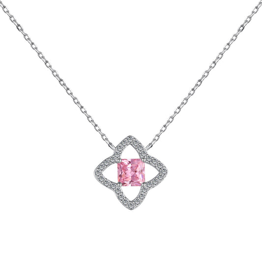 [Glimmer Jewelry]Exquisite Flower Shape Princess Cut Necklace