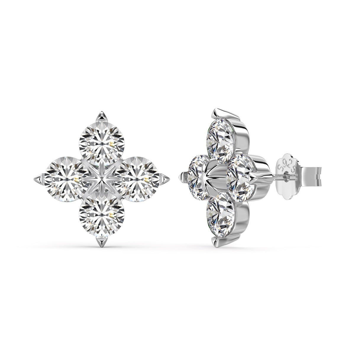 [Glimmer Jewelry]Four-Leaf Clover Eight-Pointed Star Earrings