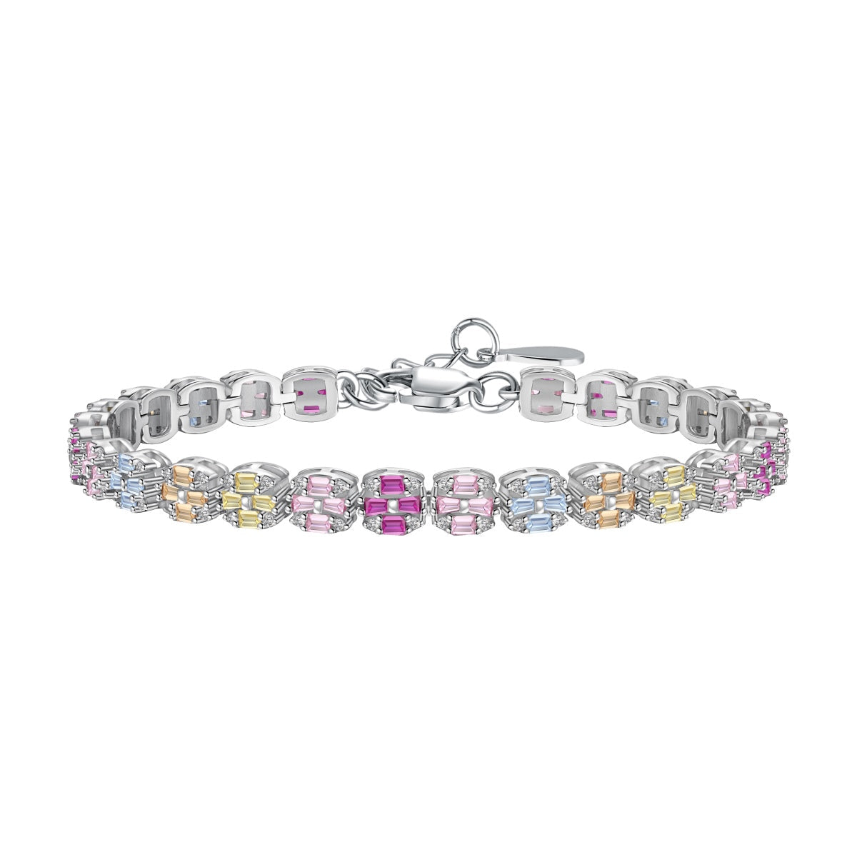 [Glimmer Jewelry]Delicate Colorful Emerald Cut Daily Bracelet