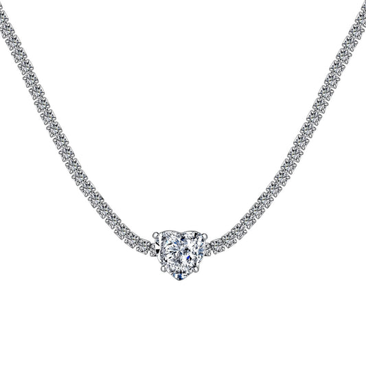 [Glimmer Jewelry]2.0 Carat Sparkling Tennis Heart Cut Necklace