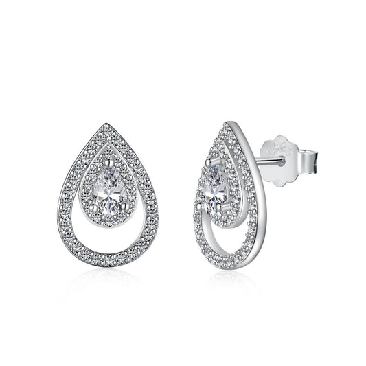 [Glimmer Jewelry]Sparkling Delicate Water Drop Shape Daily Earrings