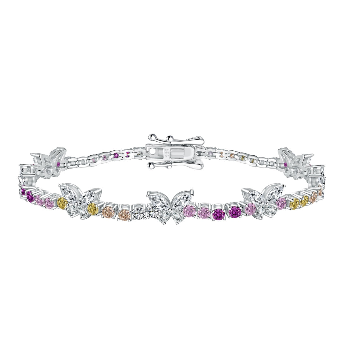 [Glimmer Jewelry]Ornate Colorful Butterfly Shape Round Cut Daily Bracelet