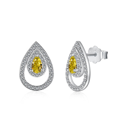 [Glimmer Jewelry]Sparkling Delicate Water Drop Shape Daily Earrings