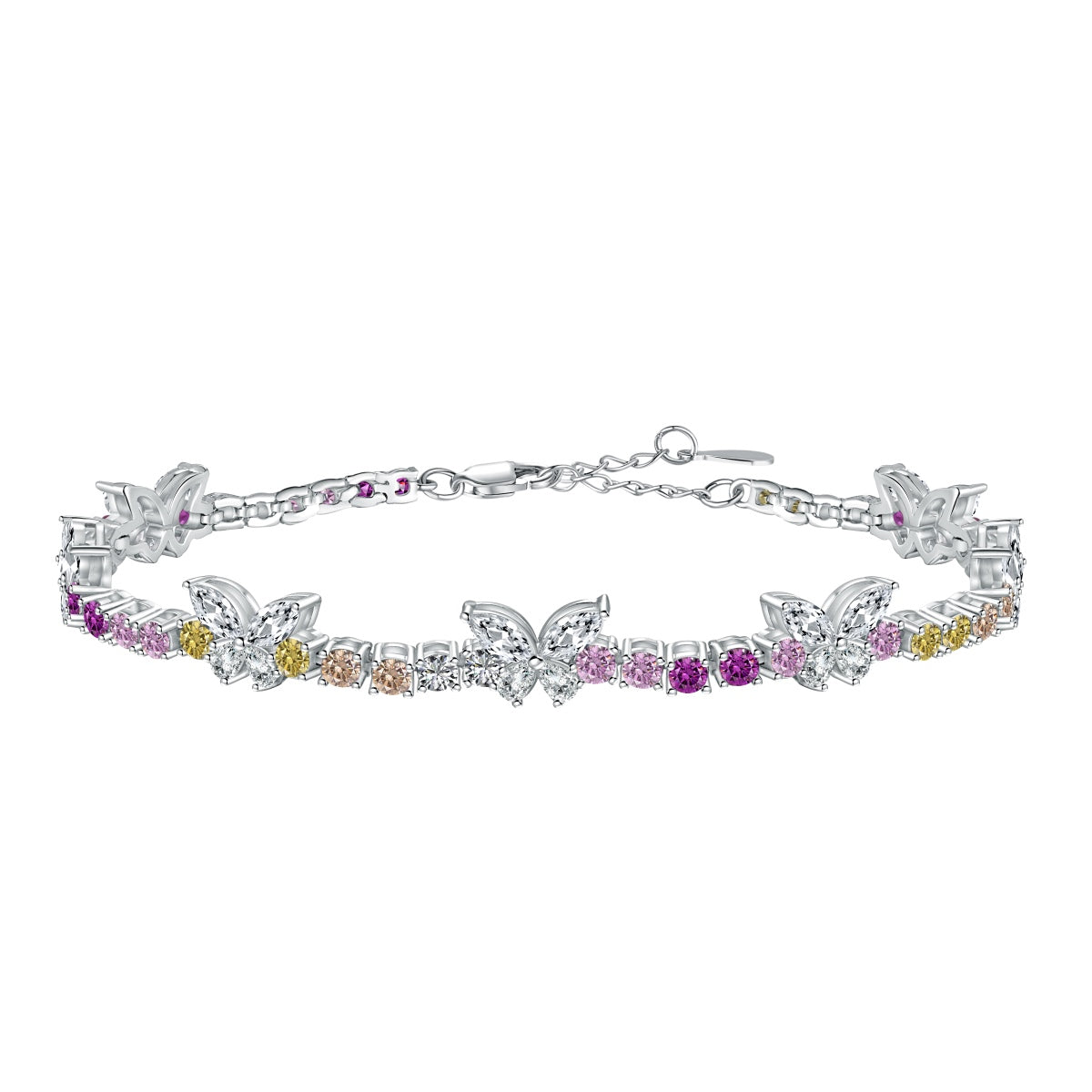 [Glimmer Jewelry]Ornate Colorful Butterfly Shape Round Cut Daily Bracelet