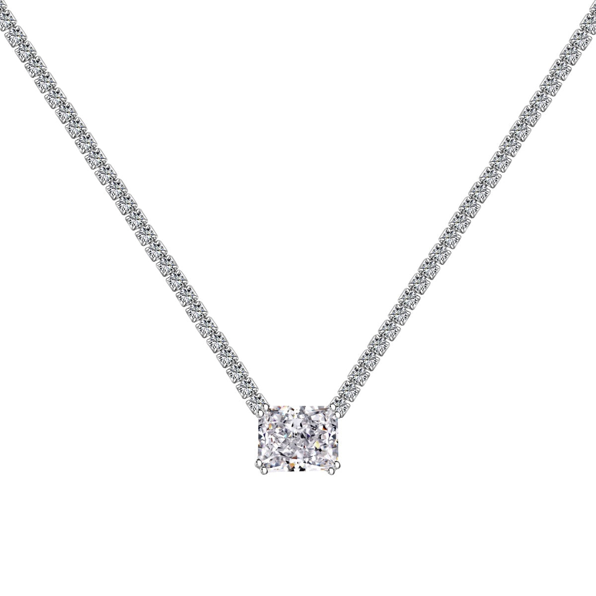 [Glimmer Jewelry]4.0 Carat Elegant Radiant Cut Necklace