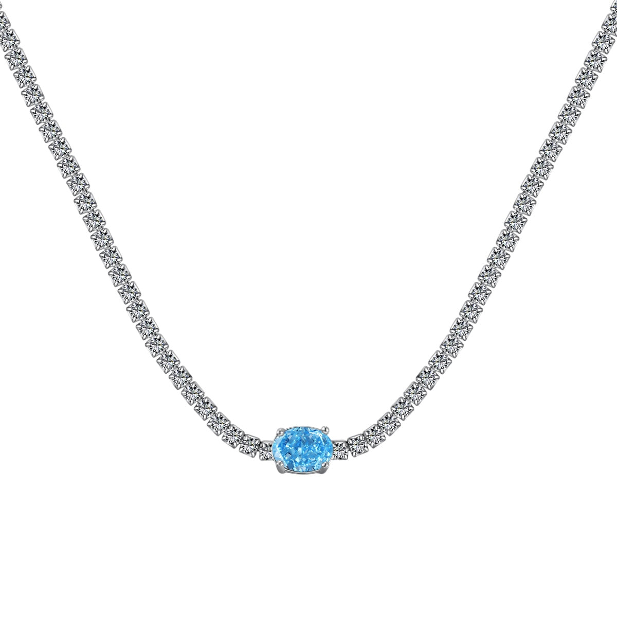 [Glimmer Jewelry]1.0 Carat Shining Oval Cut Necklace