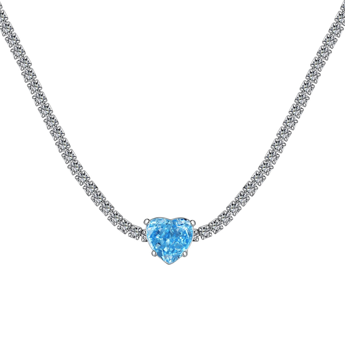 [Glimmer Jewelry]2.0 Carat Sparkling Tennis Heart Cut Necklace