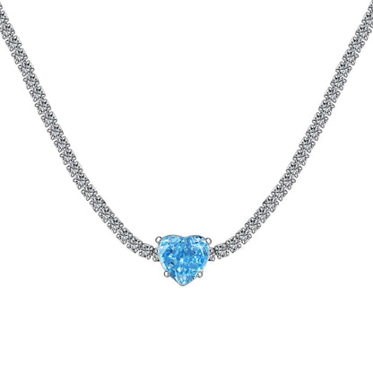[Glimmer Jewelry]2.0 Carat Sparkling Tennis Heart Cut Necklace