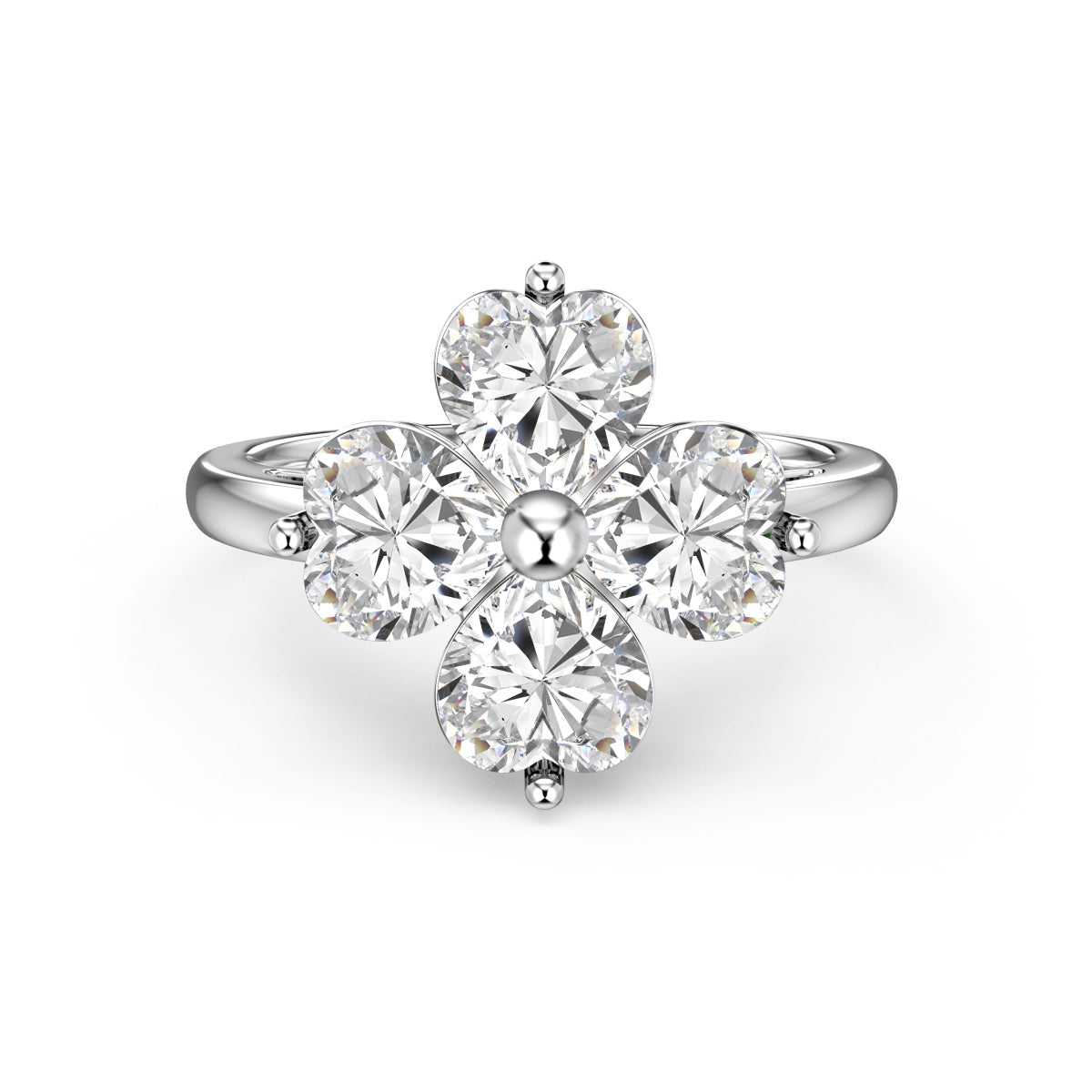 [Glimmer Jewelry]ハート型四つ葉のクローバーボールリング
