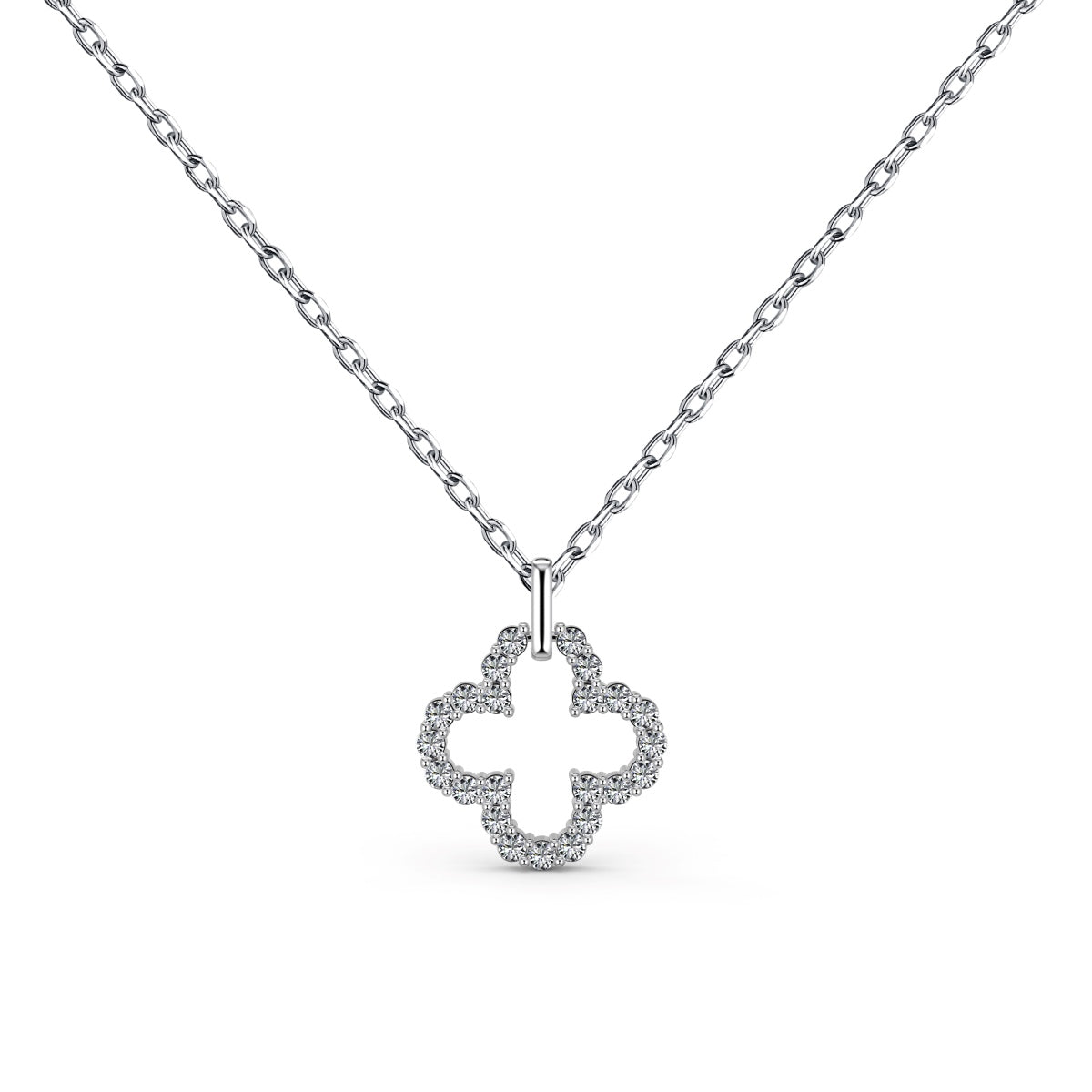 [Glimmer Jewelry]Four-Leaf Clover Hollow Design Exquisite Necklace