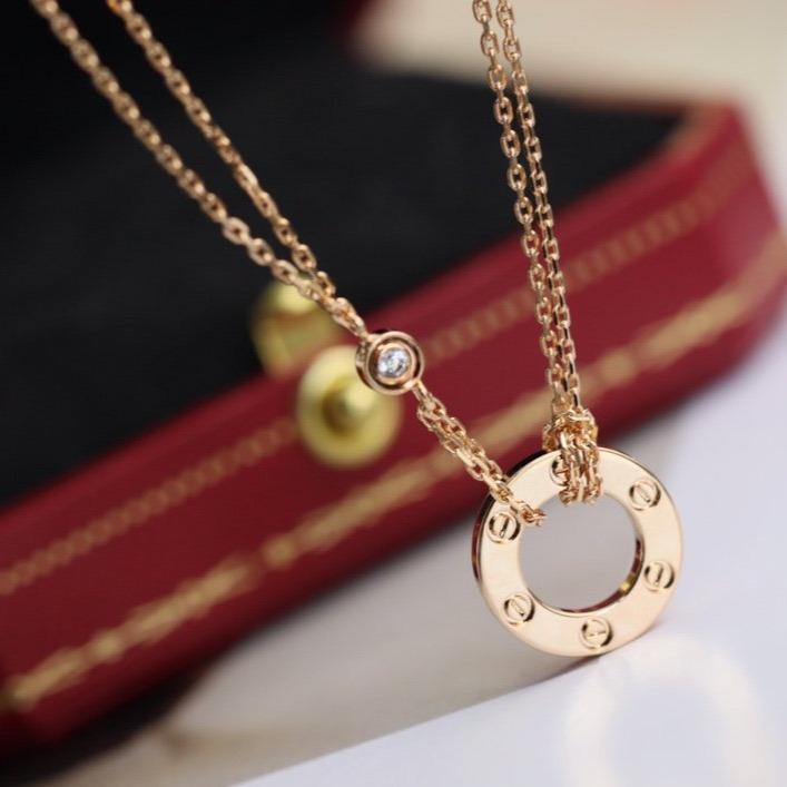 [Glimmer]LOVE NECKLACE ADJUSTABLE Glimmer GOLD 2 DIAMOND