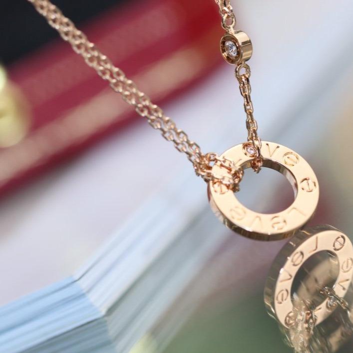 [Glimmer]LOVE NECKLACE ADJUSTABLE Glimmer GOLD 2 DIAMOND