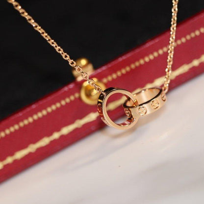 [Glimmer]LOVE NECKLACE PINK GOLD AND SILVER