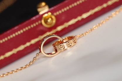 [Glimmer]LOVE NECKLACE PINK GOLD AND SILVER