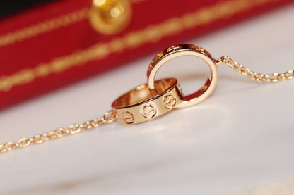 [Glimmer]LOVE NECKLACE PINK GOLD AND SILVER
