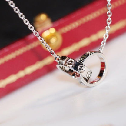 [Glimmer]LOVE NECKLACE PINK GOLD AND SILVER