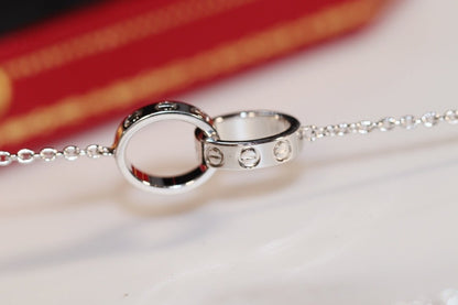 [Glimmer]LOVE NECKLACE PINK GOLD AND SILVER