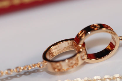 [Glimmer]LOVE NECKLACE PINK GOLD AND SILVER