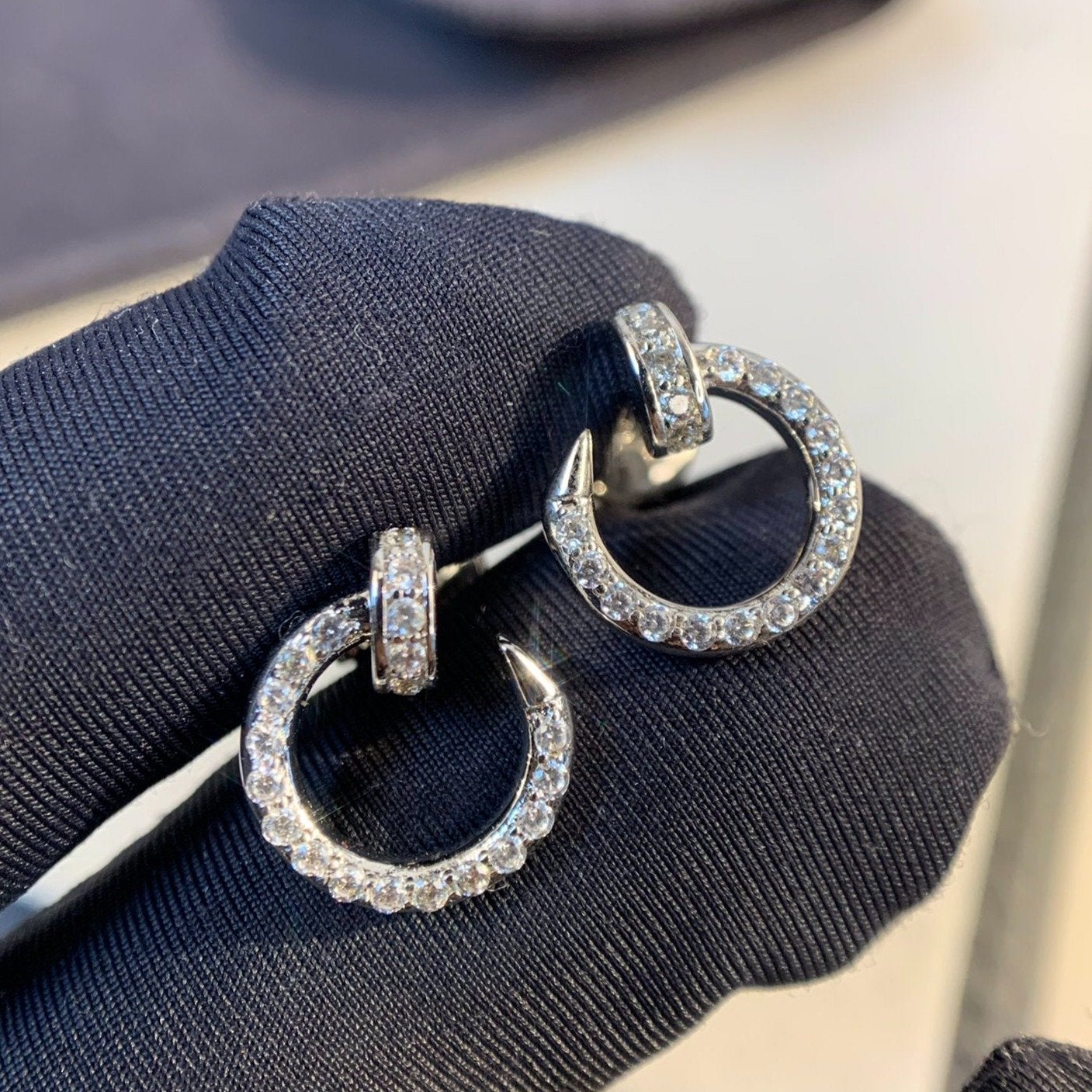 [Glimmer]JUSTE EARRINGS SILVER DIAMONDS