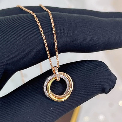 [Glimmer]TRINITY NECKLACE SILVER GOLD PINK GOLD DIAMONDS