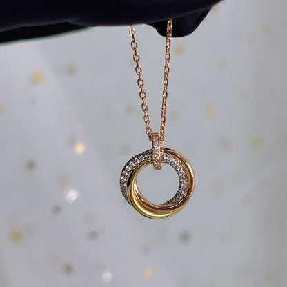 [Glimmer]TRINITY NECKLACE SILVER GOLD PINK GOLD DIAMONDS
