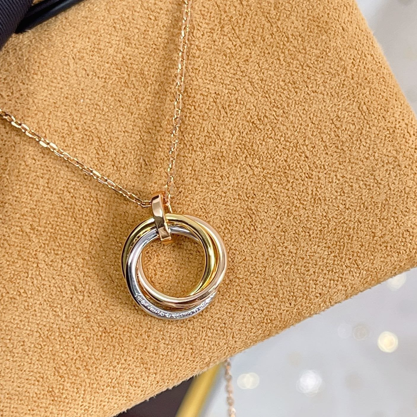 [Glimmer]TRINITY NECKLACE SILVER GOLD PINK GOLD DIAMONDS