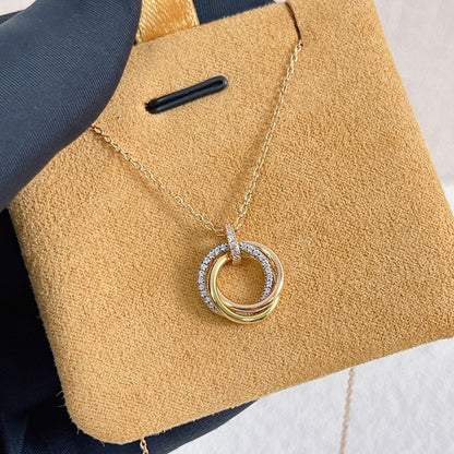 [Glimmer]TRINITY NECKLACE SILVER GOLD PINK GOLD DIAMONDS