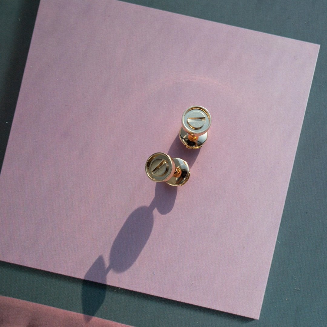 [Glimmer]LOVE EARRINGS PINK GOLD 10MM