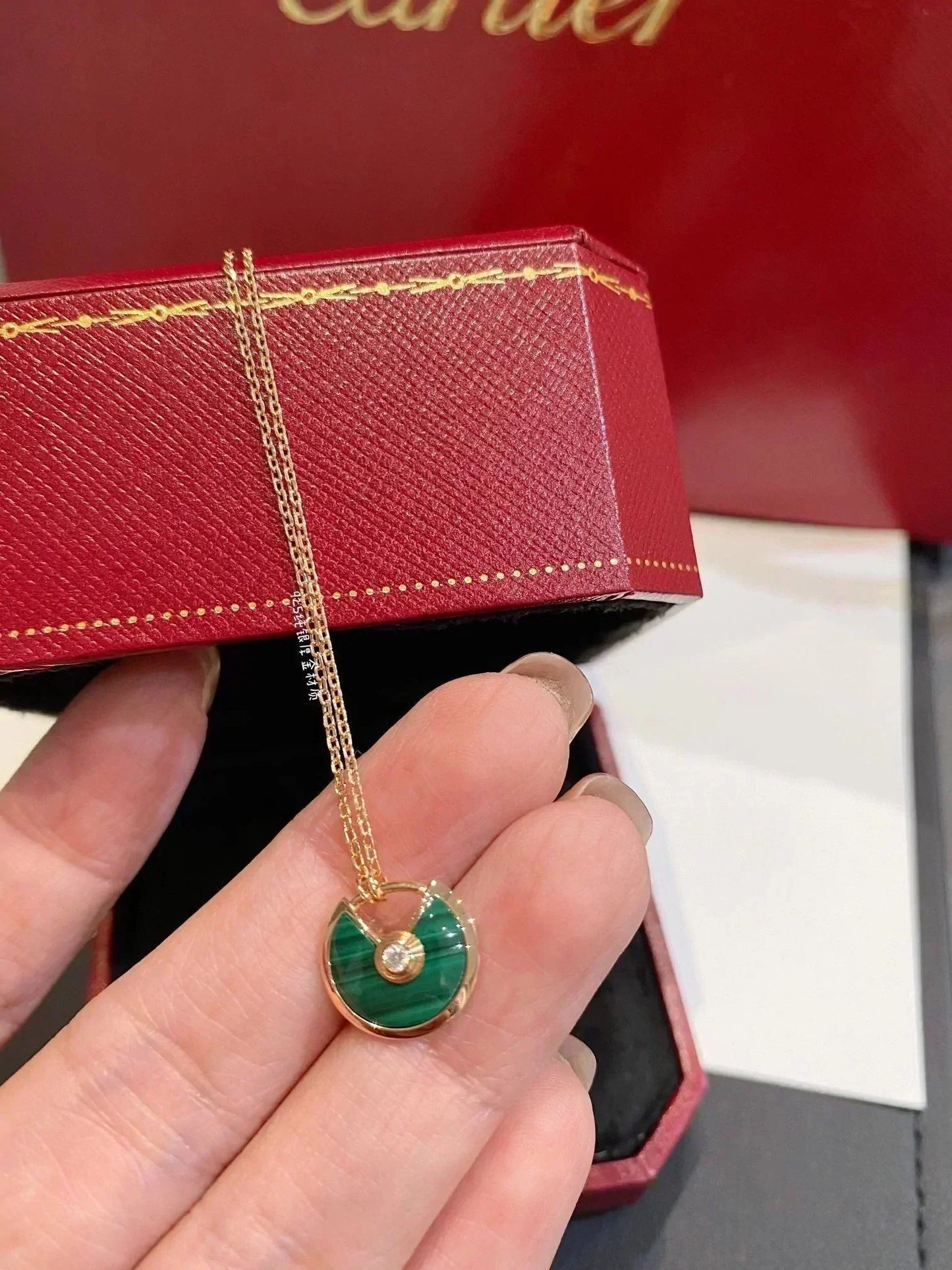 [Glimmer]AMULETTE Glimmer GOLD MALACHITE NECKLACE