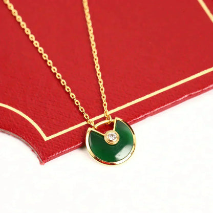 [Glimmer]AMULETTE GOLD MALACHITE NECKLACE