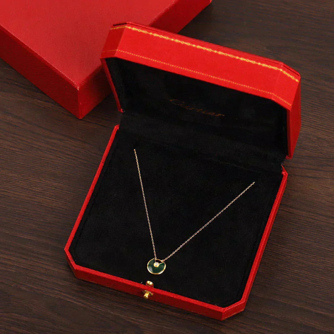 [Glimmer]AMULETTE GOLD MALACHITE NECKLACE