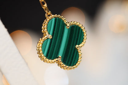 [Glimmer]CLOVER EARRINGS GOLD MALACHITE DIAMOND 3 MOTIF