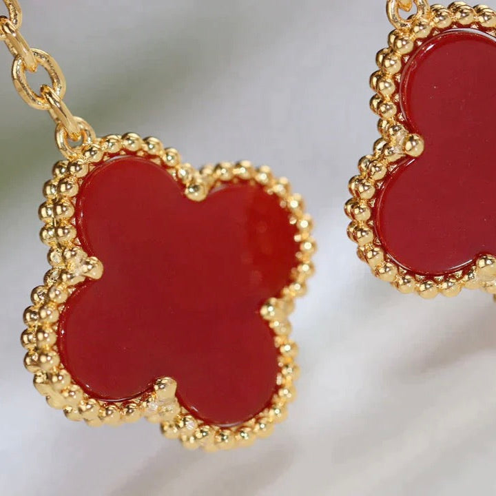 [Glimmer]CLOVER  2 MOTIF  TIGER EYE CARNELIAN EARRINGS