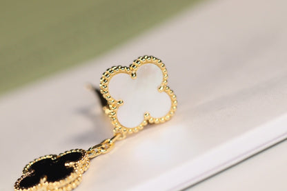 [Glimmer]CLOVER EARRINGS GOLD ONYX MOP 3 MOTIF