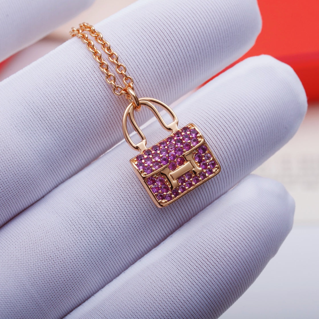 [Glimmer]CONSTANCE PEDANT PURPLE DIAMOND NECKLACE
