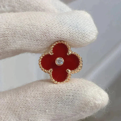 [Glimmer]CLOVER MEDIUM 1 MOTIFS CARNELIAN  DIAMOND earrings