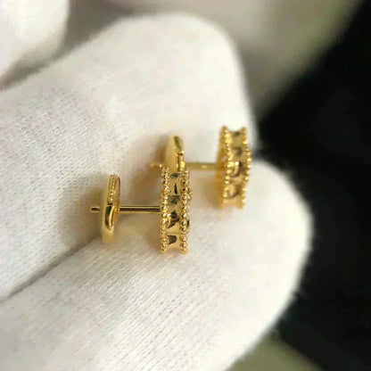 [グリマー] クローバー ミニ 9.5MM マラカイト ピアス
