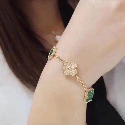 [Glimmer] CLOVER 5 MOTIF MALACHITE BRACELET COLLECTION