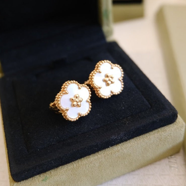 [Glimmer]LUCKY PINK GOLD WHITE MOP EARRINGS