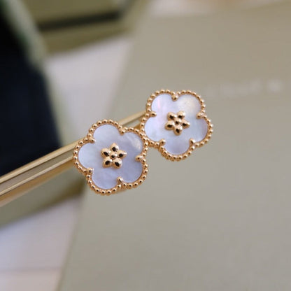 [Glimmer]LUCKY PINK GOLD WHITE MOP EARRINGS